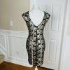 GUESS Women Black Gold Sequin Sleeveless Collarless Stretch Lined Dress Size M