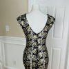GUESS Women Black Gold Sequin Sleeveless Collarless Stretch Lined Dress Size M