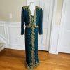 TAN CCHO Women 2PC Green Beaded Silk Lined Collarless Dress Suit Size XL
