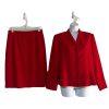 Kasper & Company ASL VTG Polyester Skirt Suit 10P Red Stand Up Collar Timeless