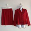 Kasper & Company ASL VTG Polyester Skirt Suit 10P Red Stand Up Collar Timeless