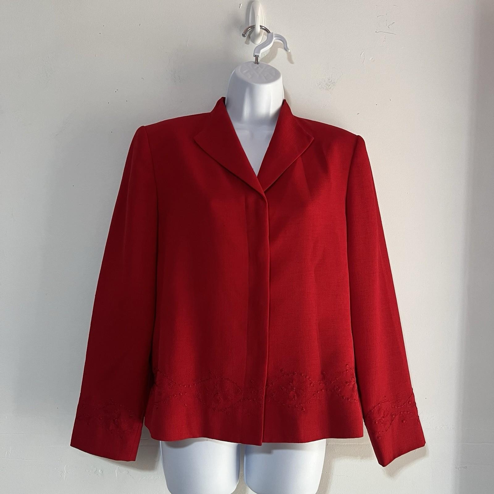 Kasper & Company ASL VTG Polyester Skirt Suit 10P Red Stand Up Collar Timeless