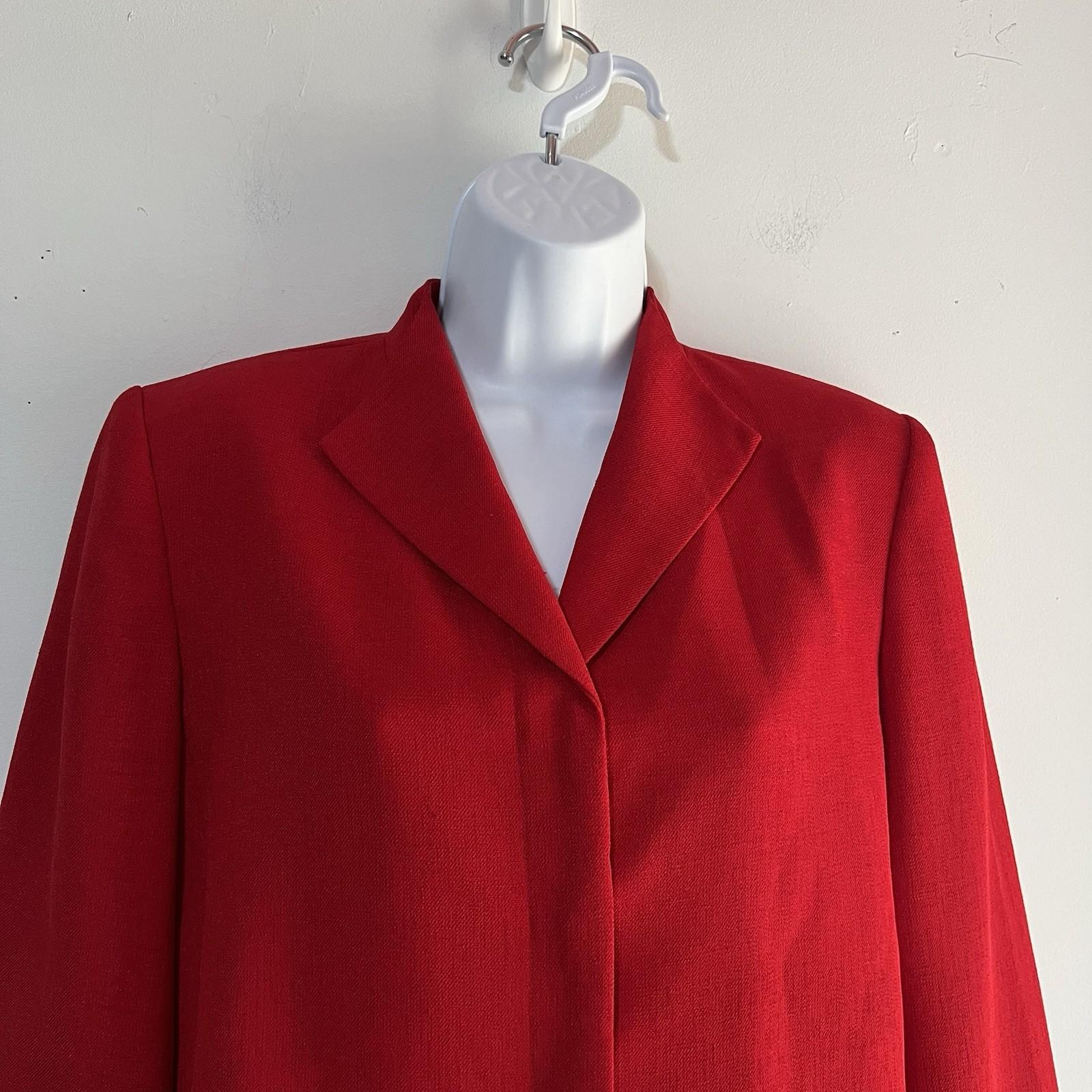 Kasper & Company ASL VTG Polyester Skirt Suit 10P Red Stand Up Collar Timeless