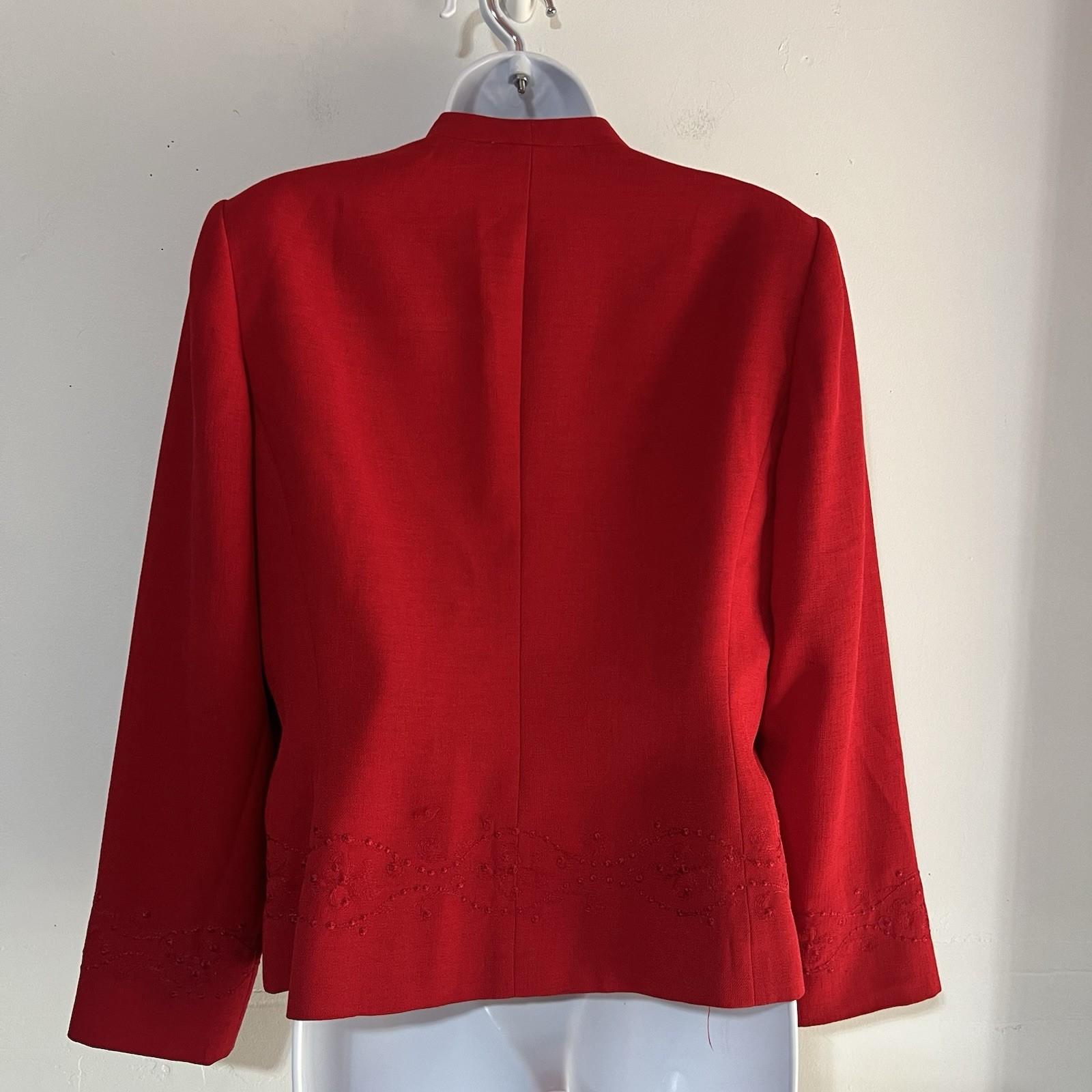 Kasper & Company ASL VTG Polyester Skirt Suit 10P Red Stand Up Collar Timeless