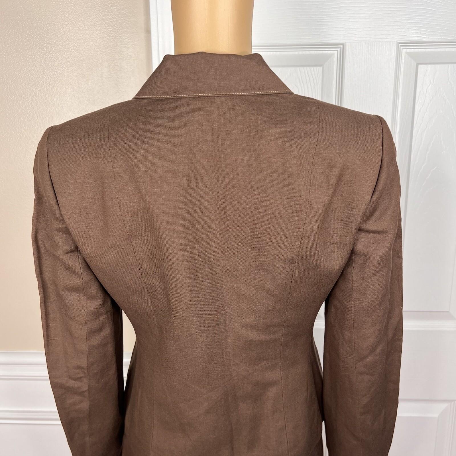 Kasper Women Linen Rayon Skirt Size 2P Suit Size 4P Brown Lined Flared 2 Piece