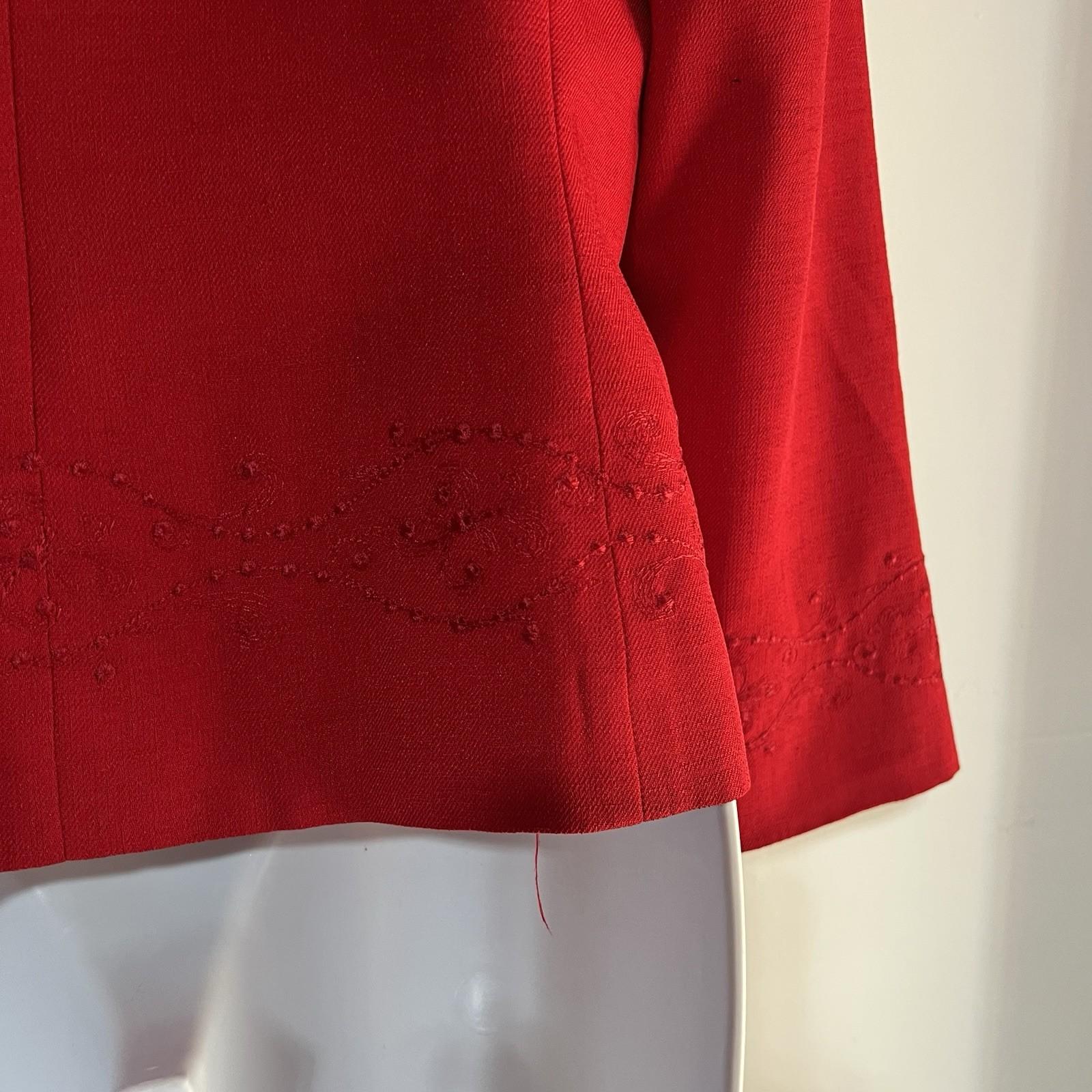 Kasper & Company ASL VTG Polyester Skirt Suit 10P Red Stand Up Collar Timeless