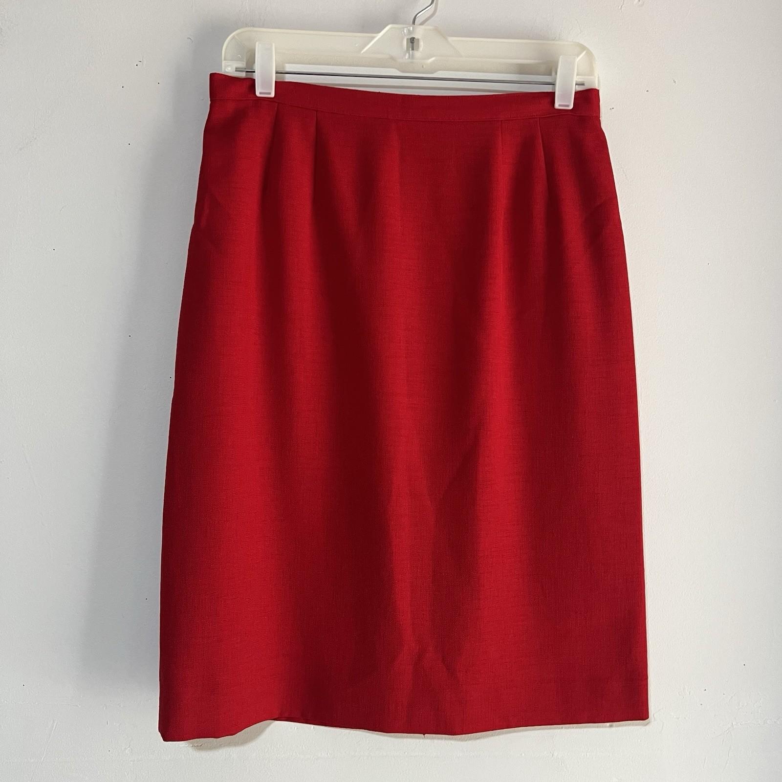 Kasper & Company ASL VTG Polyester Skirt Suit 10P Red Stand Up Collar Timeless