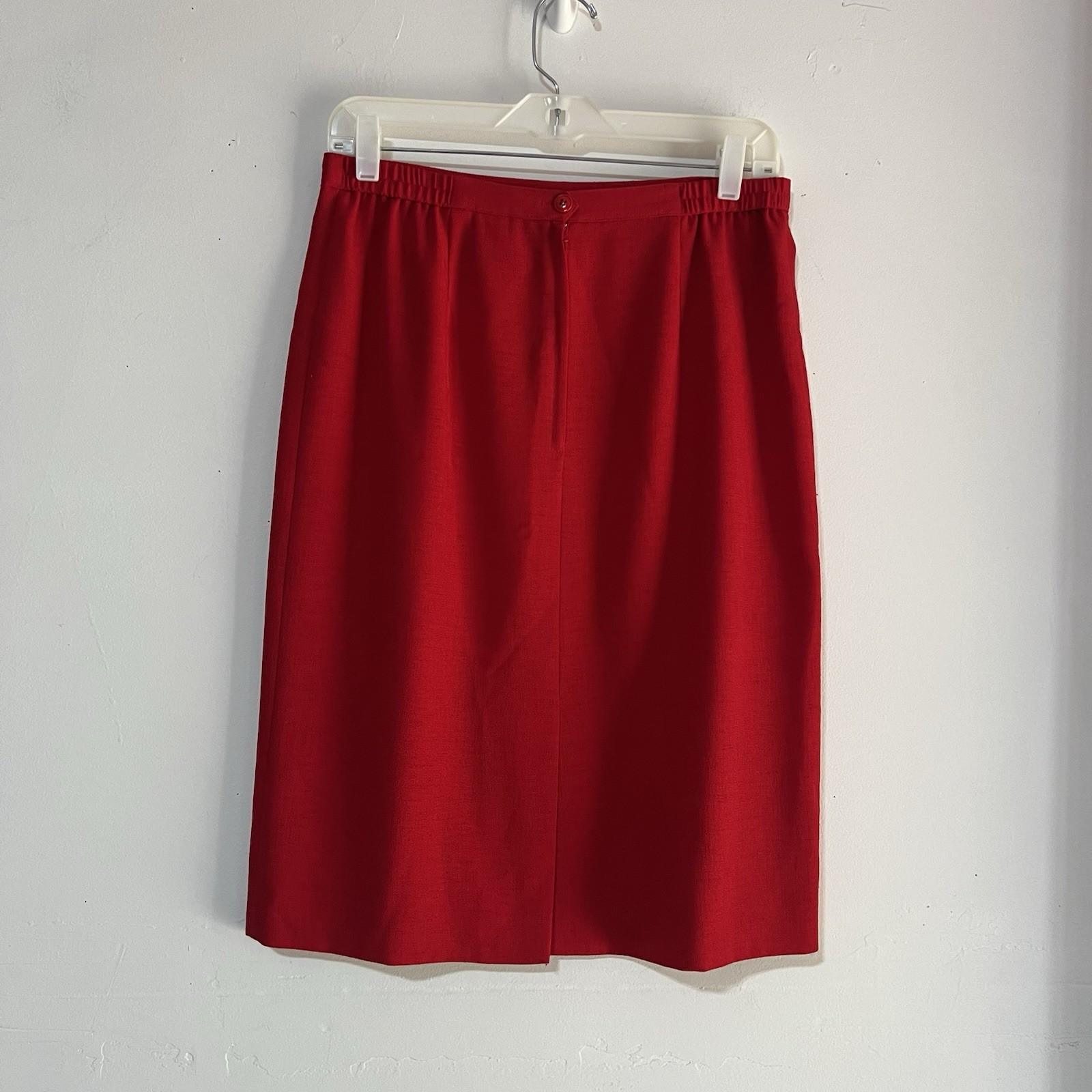 Kasper & Company ASL VTG Polyester Skirt Suit 10P Red Stand Up Collar Timeless