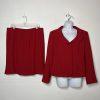 Kasper Polyester Skirt Suit Size 16P Red Shawl Collar Lined 2PC Timeless Career