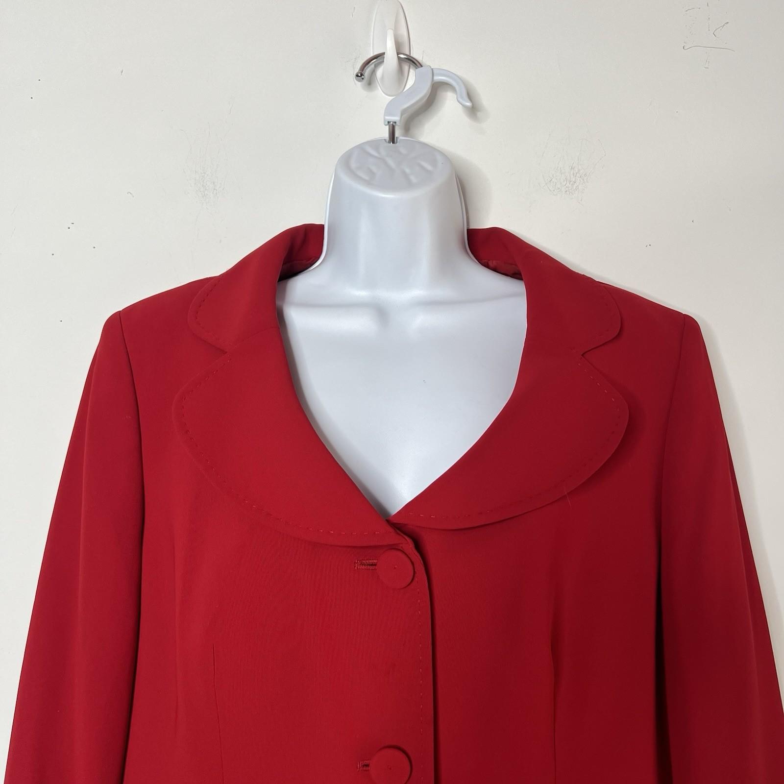 Kasper Polyester Skirt Suit Size 16P Red Shawl Collar Lined 2PC Timeless Career