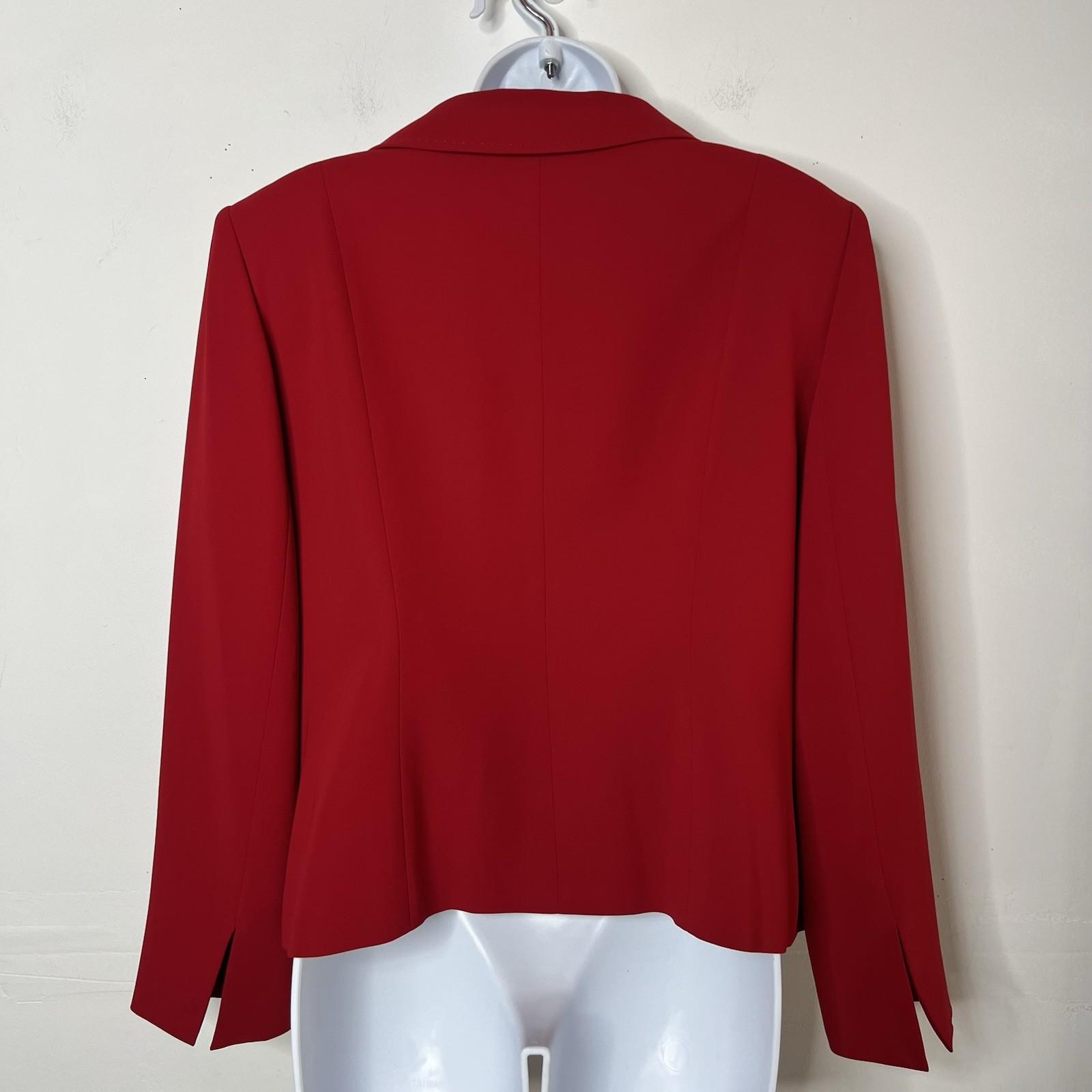 Kasper Polyester Skirt Suit Size 16P Red Shawl Collar Lined 2PC Timeless Career