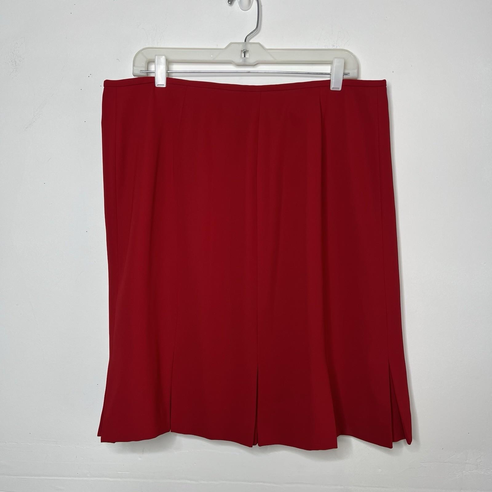 Kasper Polyester Skirt Suit Size 16P Red Shawl Collar Lined 2PC Timeless Career