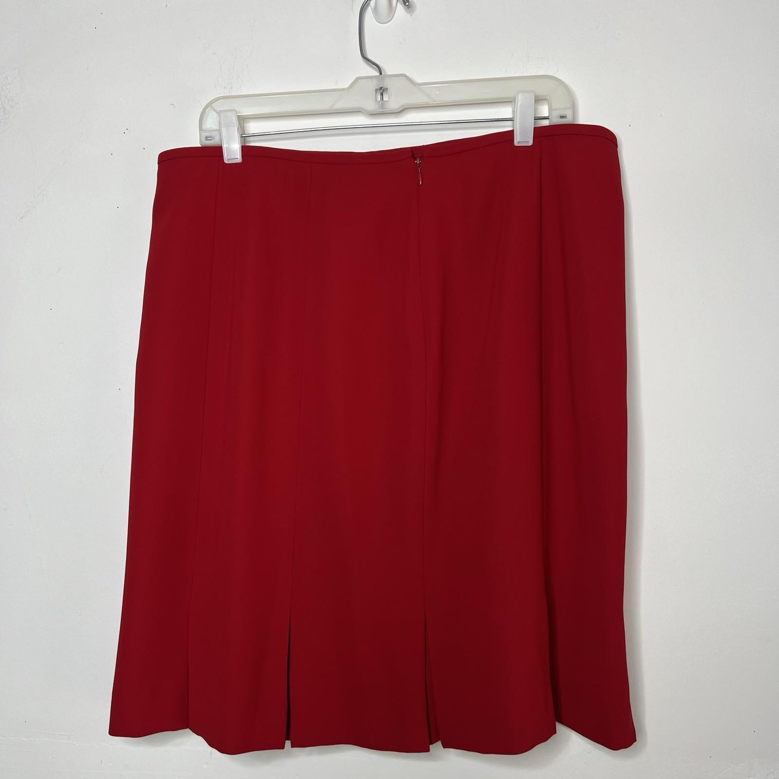 Kasper Polyester Skirt Suit Size 16P Red Shawl Collar Lined 2PC Timeless Career