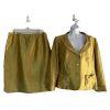 Suit Studio Polyester Blend Skirt Suit 16 Gold Green Metallic Cocktail Pockets
