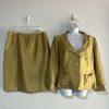 Suit Studio Polyester Blend Skirt Suit 16 Gold Green Metallic Cocktail Pockets
