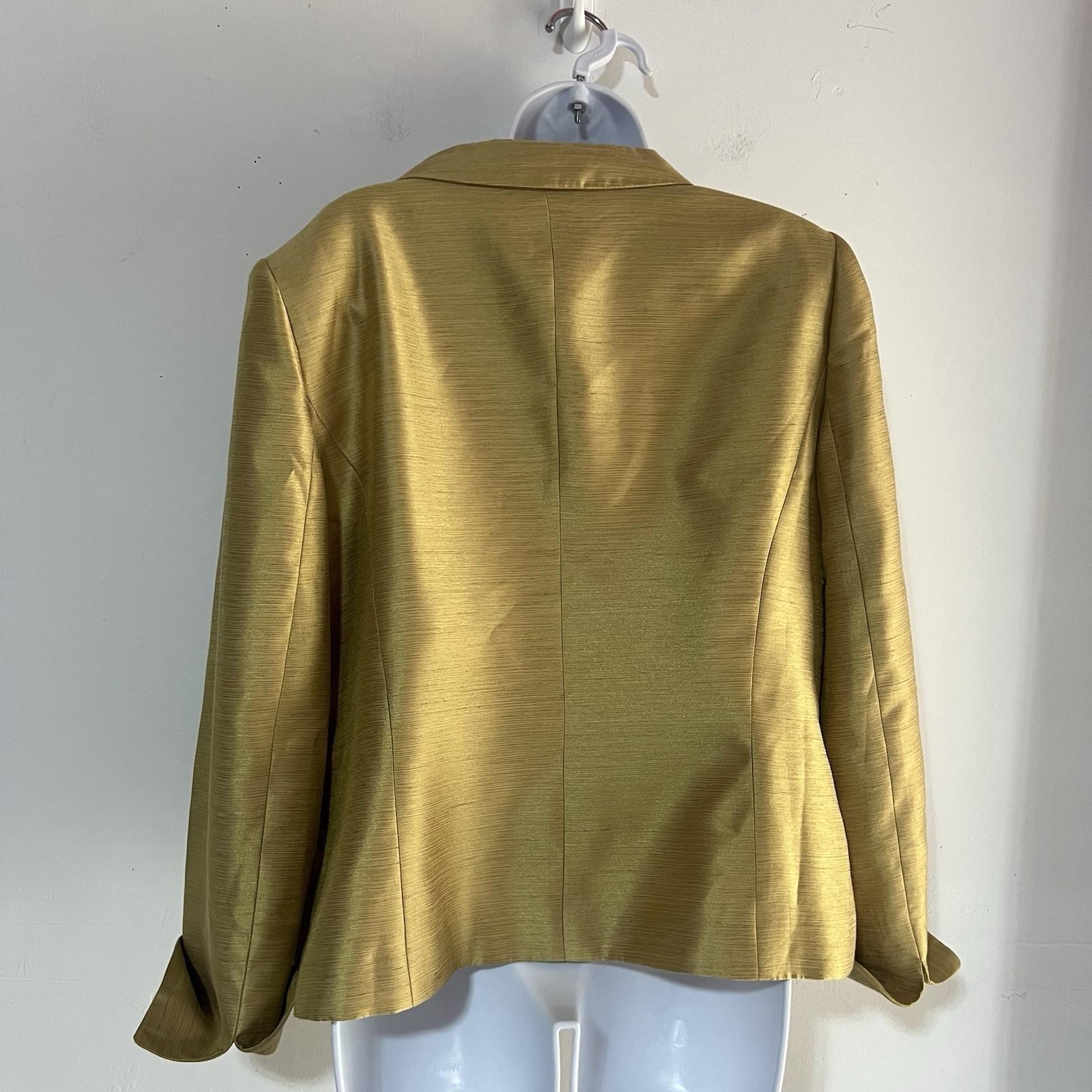 Suit Studio Polyester Blend Skirt Suit 16 Gold Green Metallic Cocktail Pockets