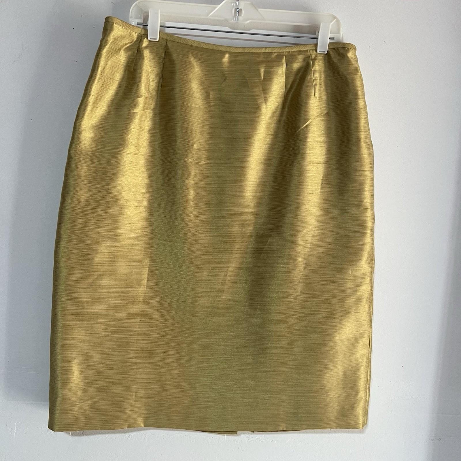 Suit Studio Polyester Blend Skirt Suit 16 Gold Green Metallic Cocktail Pockets