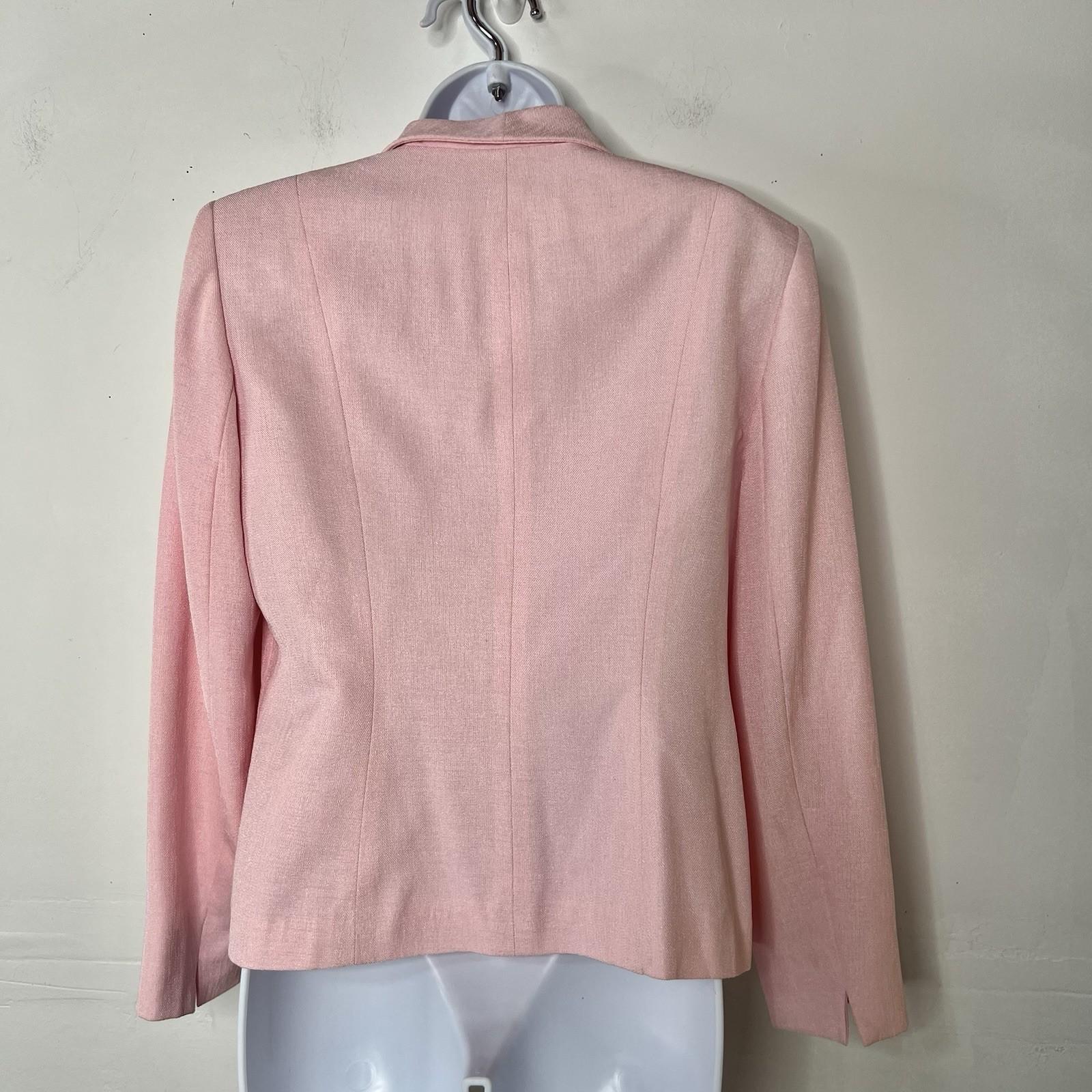 10-6714.jpg Kasper Polyester Skirt Suit 8P Rose Shawl Collar Lined Embroidered Timeless 2PC