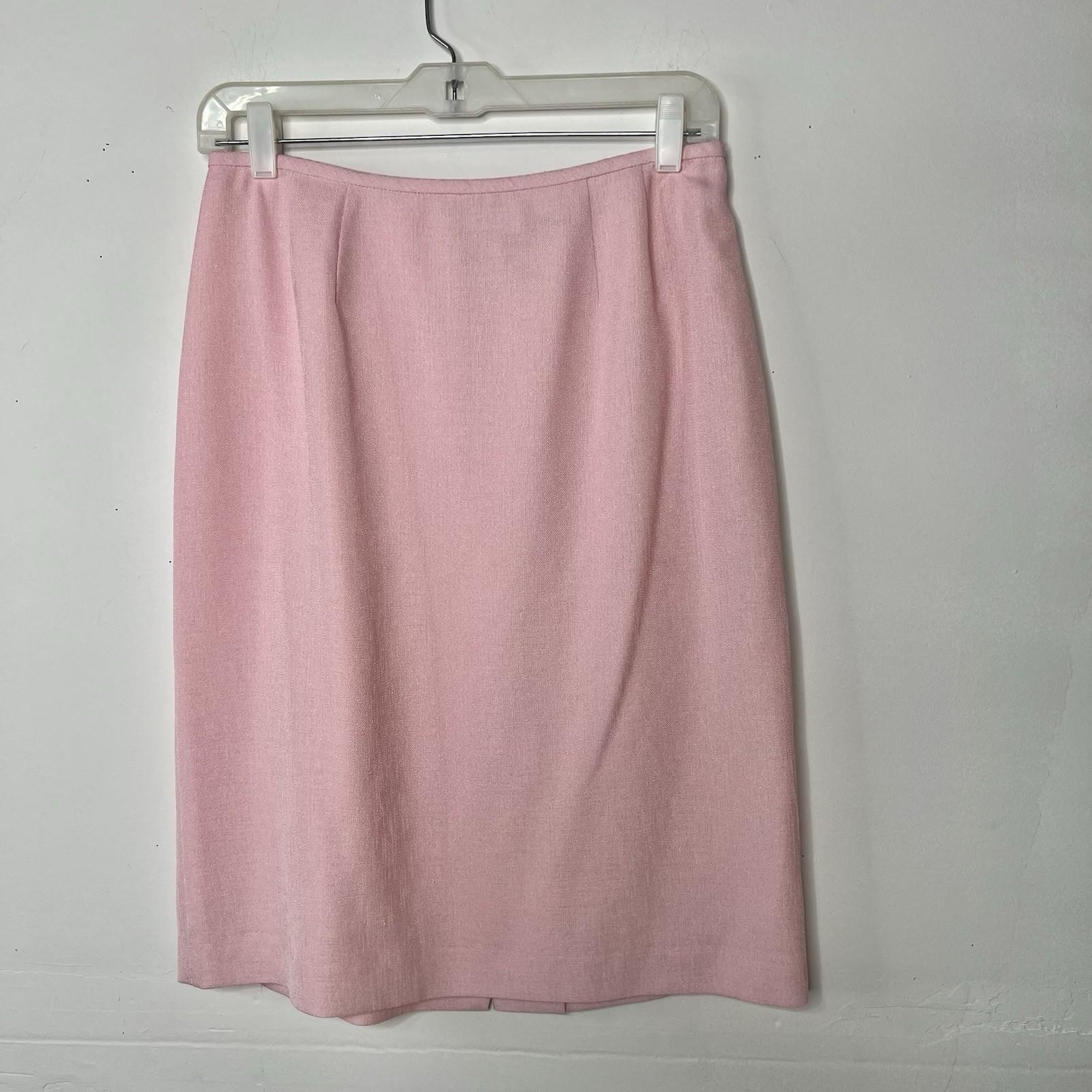 10-6716.jpg Kasper Polyester Skirt Suit 8P Rose Shawl Collar Lined Embroidered Timeless 2PC