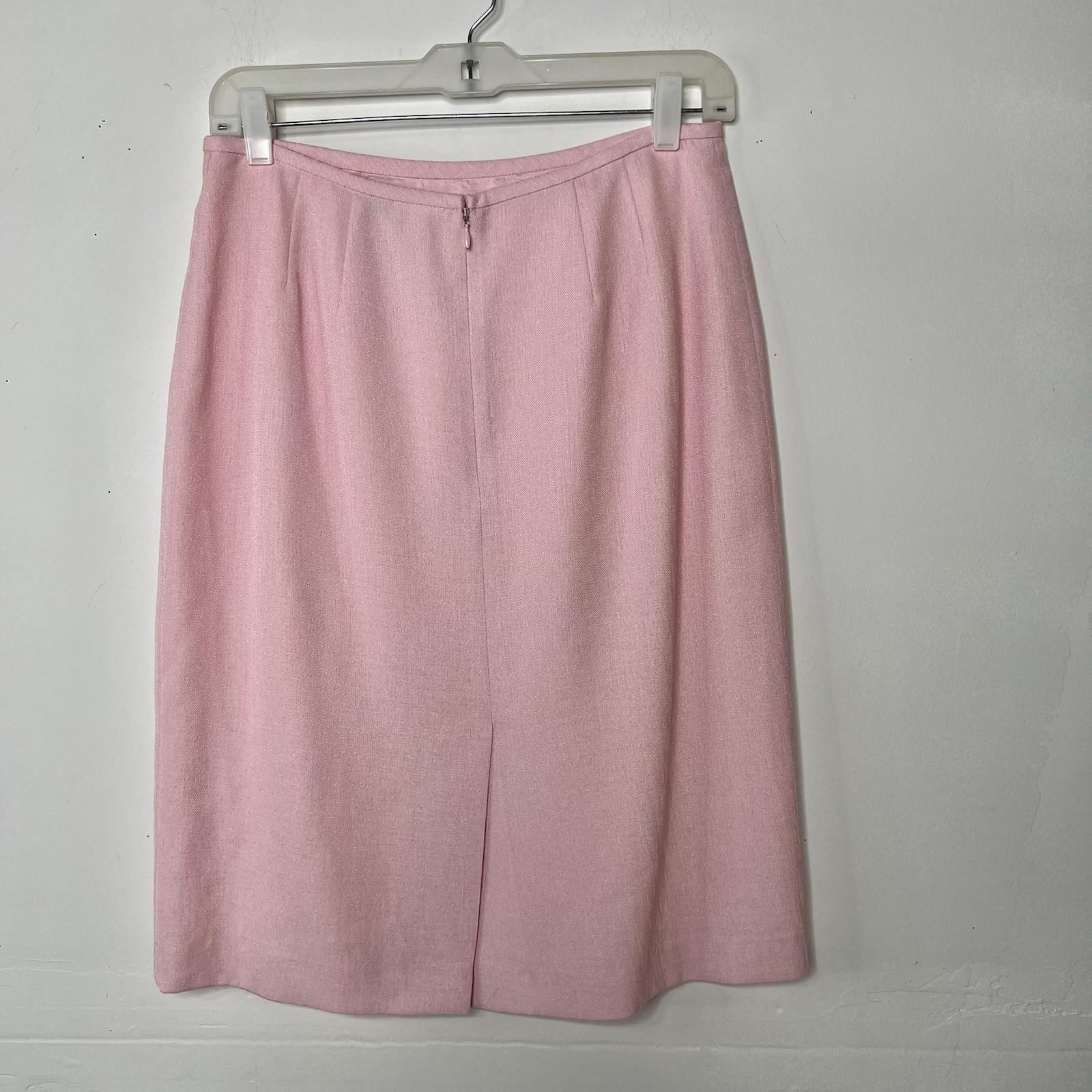 10-6717.jpg Kasper Polyester Skirt Suit 8P Rose Shawl Collar Lined Embroidered Timeless 2PC