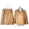 Le Suit Polyester Skirt Suit 16 Golden Beige Metallic Shawl Collar Cocktail 2PC