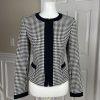 TAHARI Women 1PC Black White Polyester Wool Blend Lined Zip Up Blazer Size 4