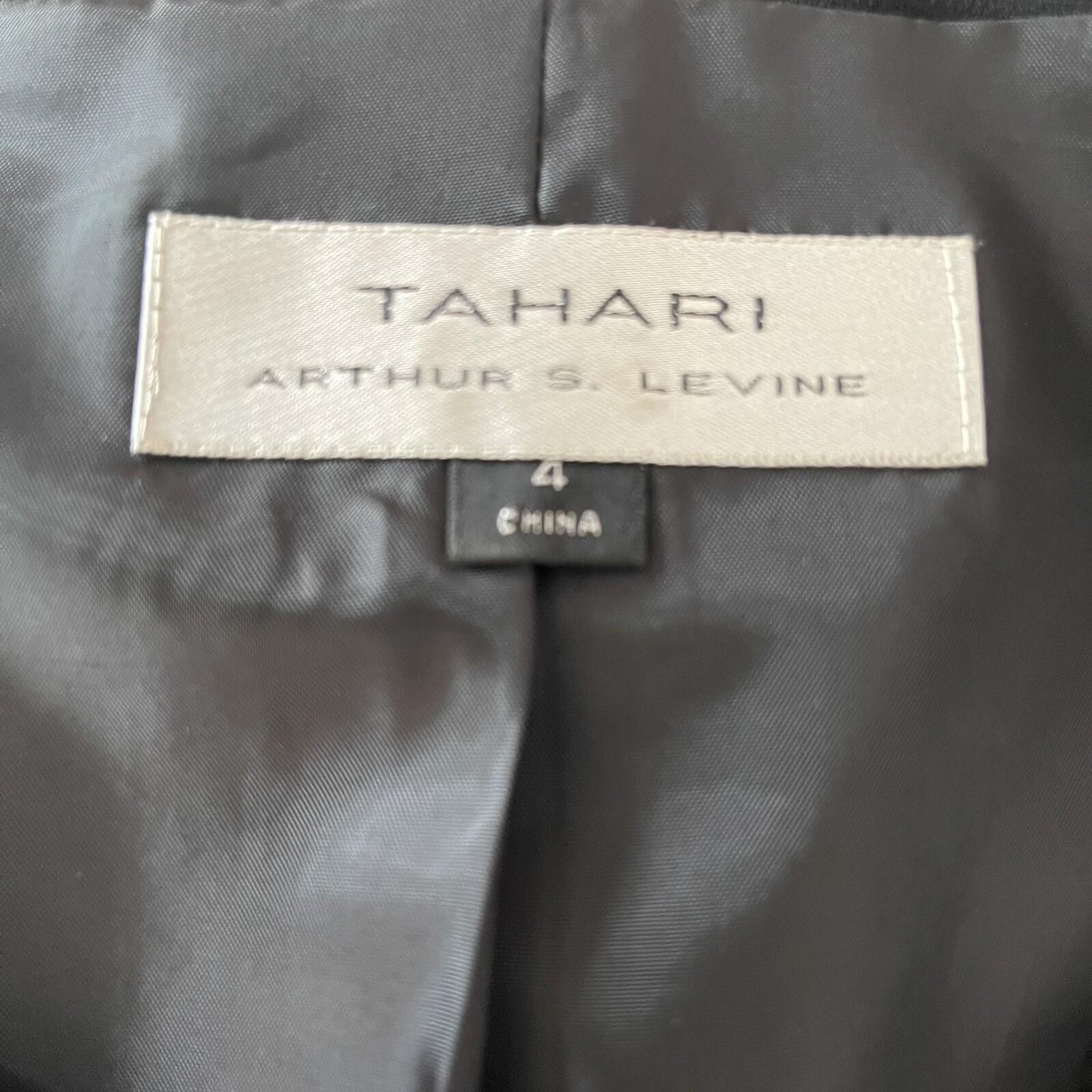 TAHARI Women 1PC Black White Polyester Wool Blend Lined Zip Up Blazer Size 4