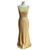 SIGNATURE ALFRED ANGELO Gold Belted Lace Cotton Backless Maxi Dress Size 8