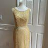SIGNATURE ALFRED ANGELO Gold Belted Lace Cotton Backless Maxi Dress Size 8