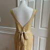 SIGNATURE ALFRED ANGELO Gold Belted Lace Cotton Backless Maxi Dress Size 8
