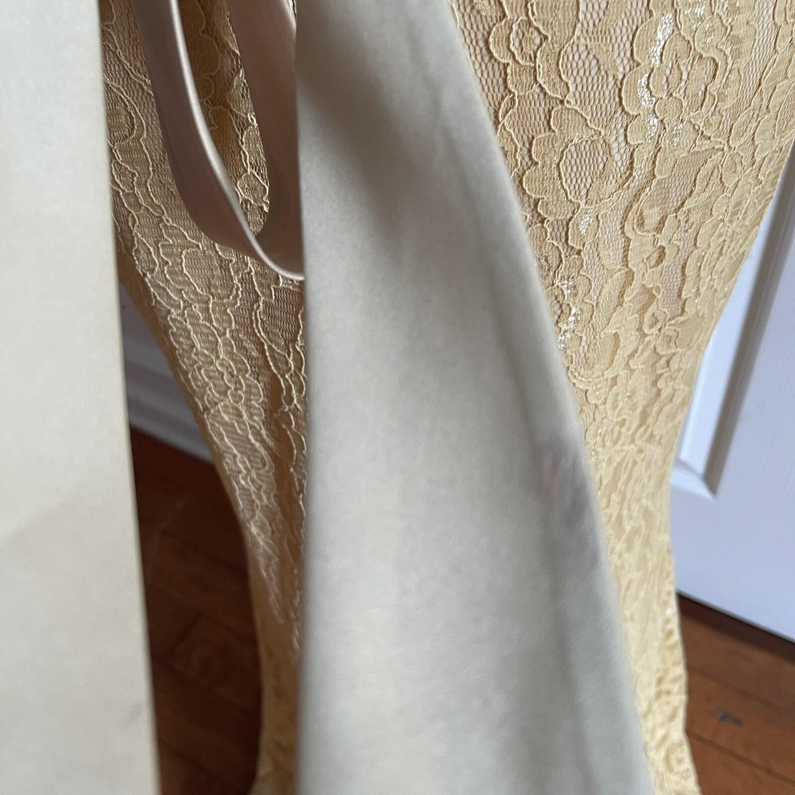 SIGNATURE ALFRED ANGELO Gold Belted Lace Cotton Backless Maxi Dress Size 8