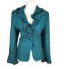 METROSTYLE 1PC Tweed Blue Black Ruffle Shawl Collar Blazer Jacket Size 6T