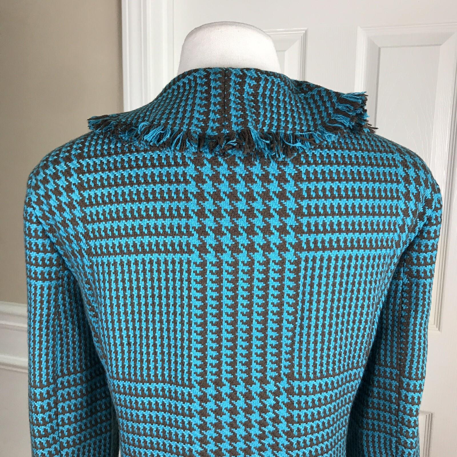 METROSTYLE 1PC Tweed Blue Black Ruffle Shawl Collar Blazer Jacket Size 6T