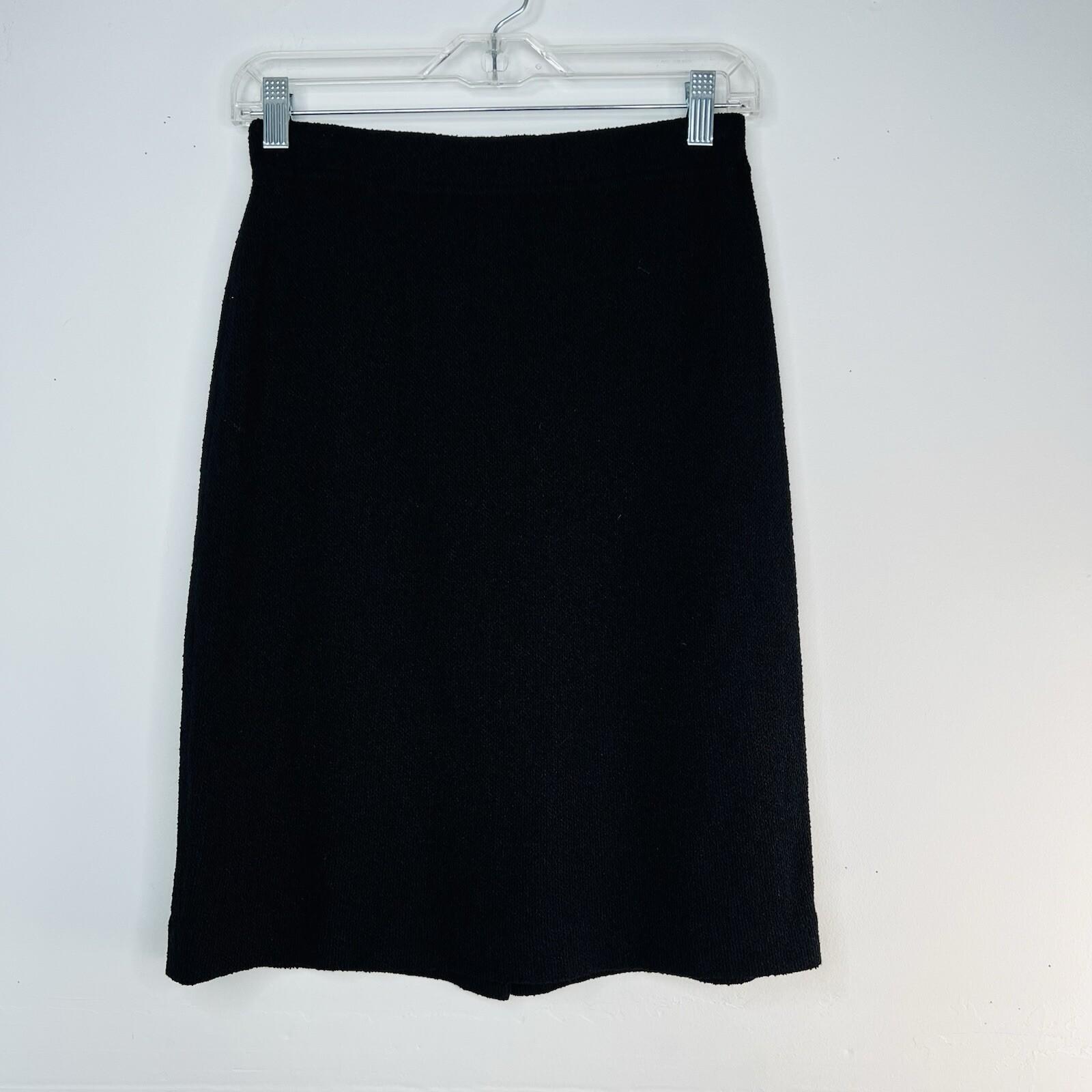 St John Collection Tight Knit Stretch Skirt Size 4 Black Pencil Quiet Luxury