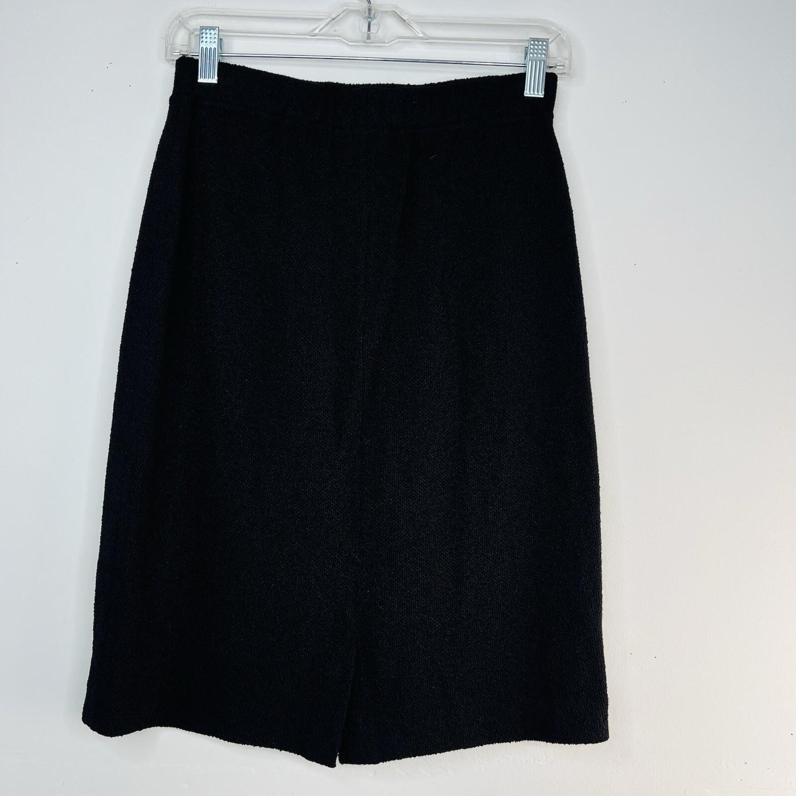 St John Collection Tight Knit Stretch Skirt Size 4 Black Pencil Quiet Luxury