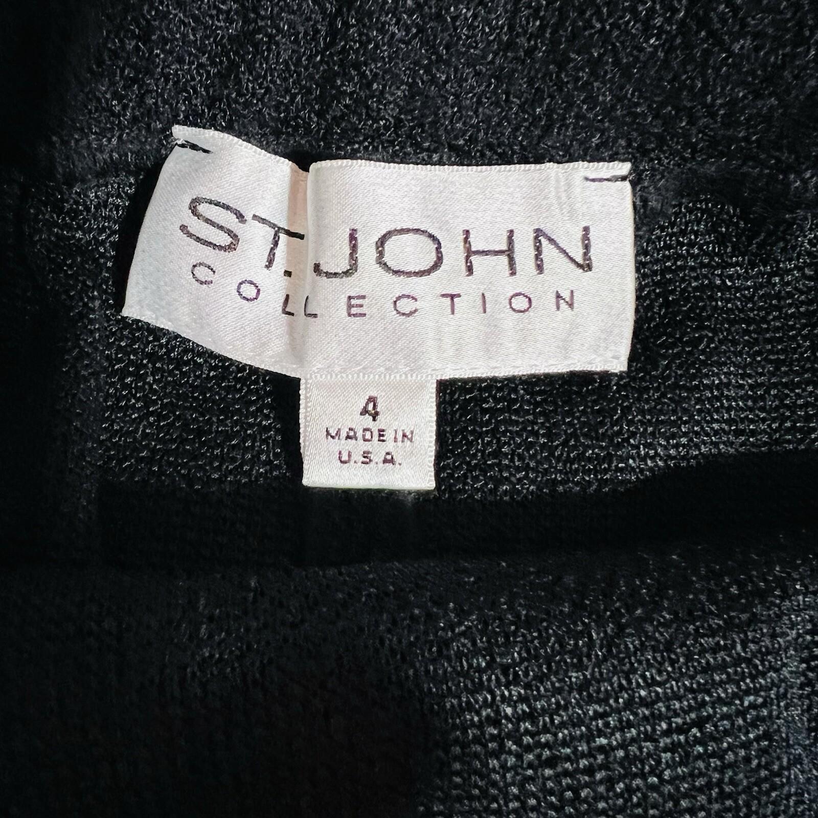 St John Collection Tight Knit Stretch Skirt Size 4 Black Pencil Quiet Luxury