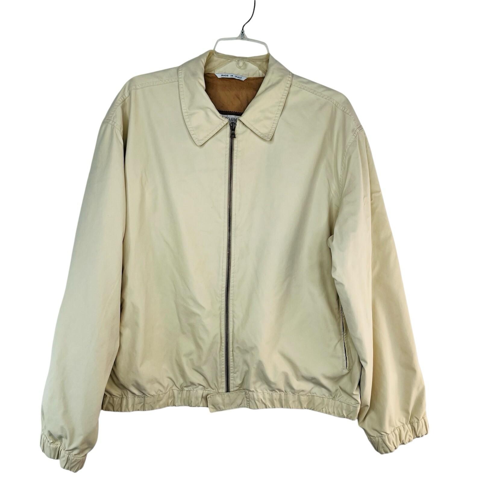 Giorgio Armani Le Collezioni Men Windbreaker Jacket Size 42 Beige Made In Italy