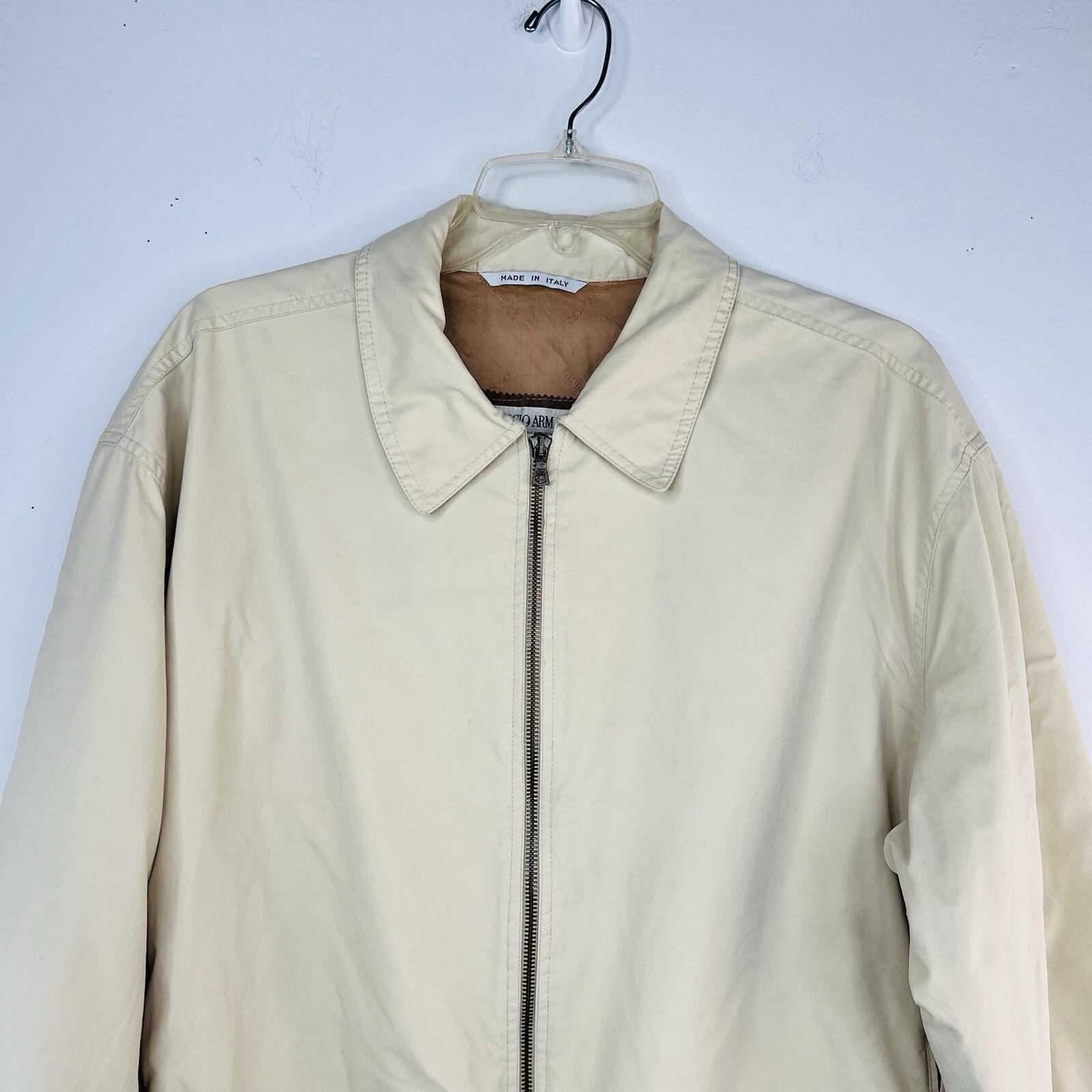 Giorgio Armani Le Collezioni Men Windbreaker Jacket Size 42 Beige Made In Italy