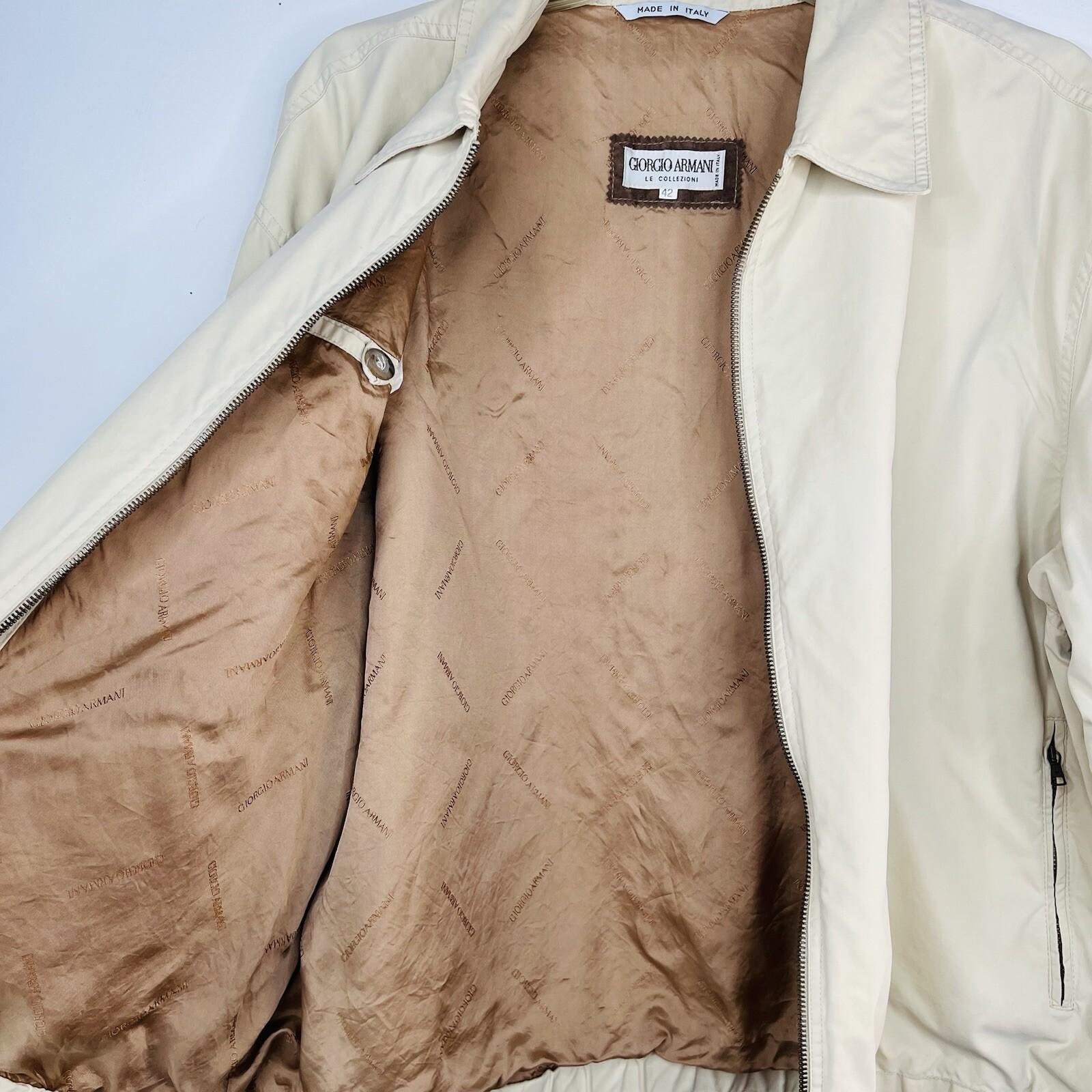 Giorgio Armani Le Collezioni Men Windbreaker Jacket Size 42 Beige Made In Italy