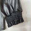 INC International Concepts Faux Leather Smocked Keyhole Neck Top Size S Back