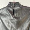 INC International Concepts Faux Leather Smocked Keyhole Neck Top Size S Back