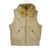 Pelle Moda Knoles & Carter Vtg Leather Puffer Vest L Faux Fur Collar Motorcycle