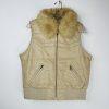 Pelle Moda Knoles & Carter Vtg Leather Puffer Vest L Faux Fur Collar Motorcycle