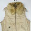 Pelle Moda Knoles & Carter Vtg Leather Puffer Vest L Faux Fur Collar Motorcycle