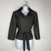 Sharagano Polyester Stretch Pant Suit Size 10 Gray Belted Double Breasted 2PC