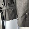 Sharagano Polyester Stretch Pant Suit Size 10 Gray Belted Double Breasted 2PC