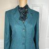 Suit Studio Polyester Skirt Suit Scarf Size 8 Green Notch Collar Pleated 2PC