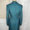 Suit Studio Polyester Skirt Suit Scarf Size 8 Green Notch Collar Pleated 2PC