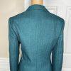 Suit Studio Polyester Skirt Suit Scarf Size 8 Green Notch Collar Pleated 2PC