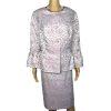 ASHRO Polyester Skirt Suit 16W  Light Purple Ruffle Bell Sleeve Collarless 2PC